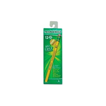 Dixon Ticonderoga Dixon Ticonderoga My First Woodcase HB No 2 Pencil With Eraser, Yellow Barrel, Dozen 33312